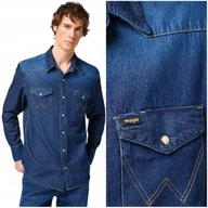 Koszule męskie - Wrangler 27MW MEN'S WESTERN ICON SHIRT DarkStone koszula jeansowa męska 3XL - miniaturka - grafika 1