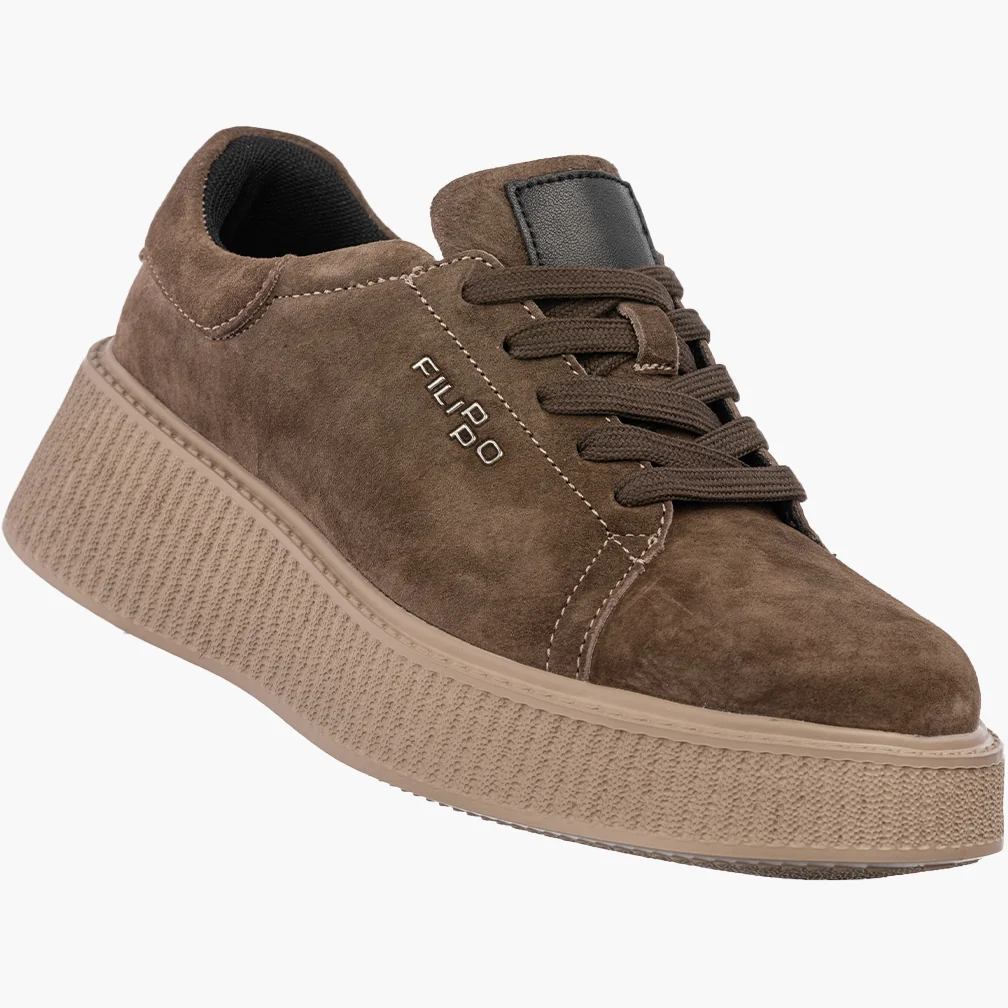 Sneakersy Damskie Skórzane Buty Na Platformie Półbuty Brązowe FILIPPO 38