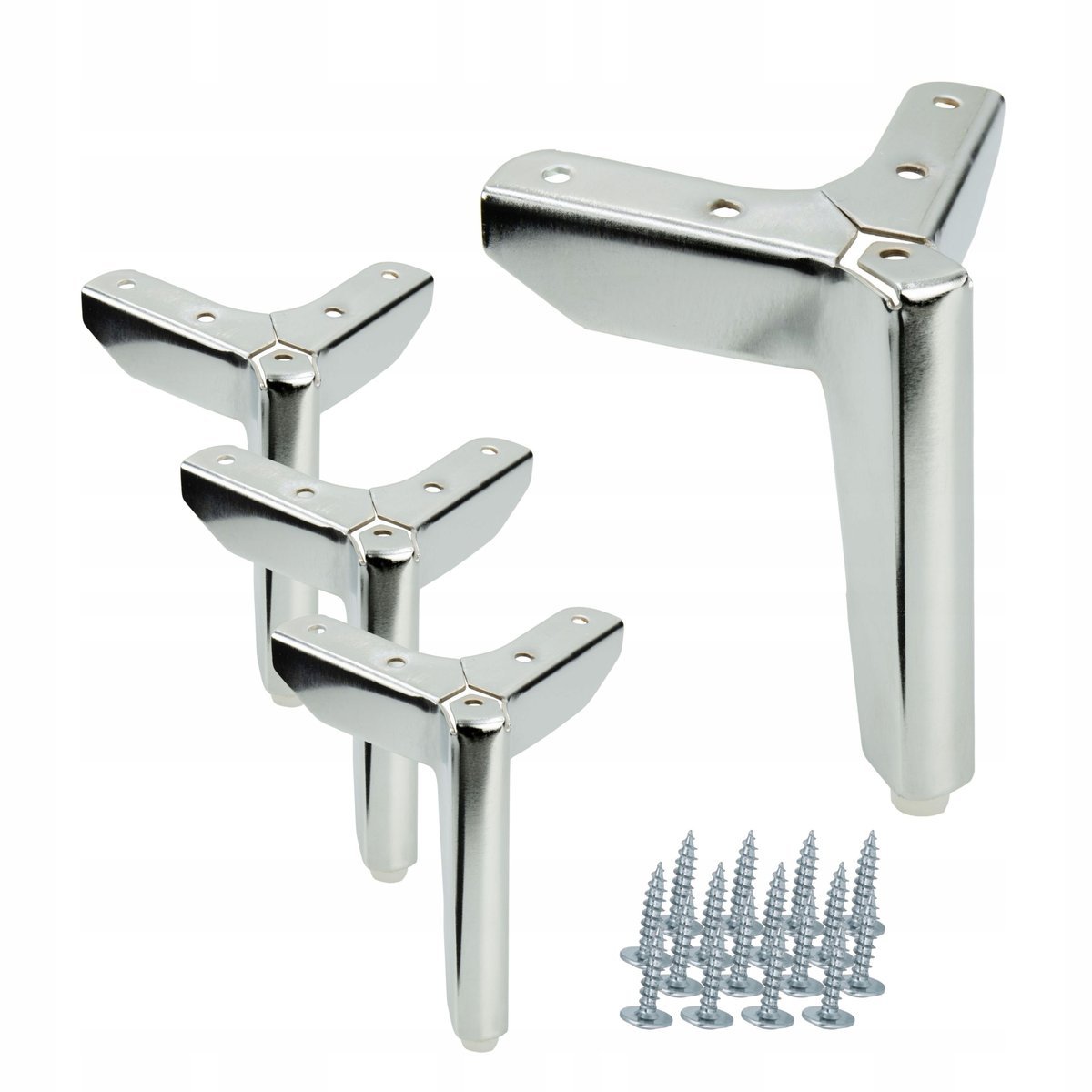 Zestaw 4 sztuk noga meblowa Kotwica Loft srebrny chrom wysokość 12 cm nóżki
