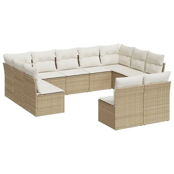 Zestaw wypoczynkowy rattan PE 9szt. beżowy 55x62x69cm