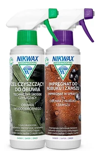 Zestaw do impregnacji i czyszczenia obuwia z nubuku i zamszu Nikwax 2 x 300 ml - Środki do obuwia i ubrań Zestaw do impregnacji i czyszczenia obuwia z nubuku i zamszu Nikwax 2 x 300 ml - Środki do obuwia i ubrań - miniaturka - grafika 1