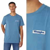 Koszulki męskie - Wrangler LOGO TEE Captains Blue LUŹNY NIEBIESKI T-SHIRT KOSZULKA BAWEŁNA S - miniaturka - grafika 1