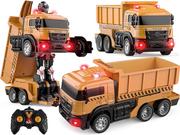 Zabawki zdalnie sterowane - Zdalnie Sterowany ROBOT WYWROTKA 2w1 Pojazd Transformers + Pilot ciężarówka - miniaturka - grafika 1