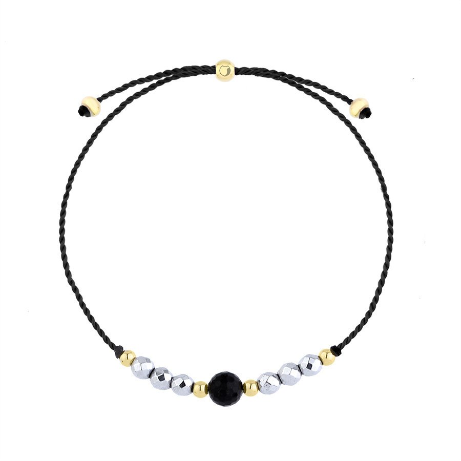 Bransoletka zodiakalna Skorpion Hematyt i turmalin na sznurku