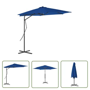 The Living Store Parasol ogrodowy na stalowym słupku - niebieski - 300x230 cm - Parasol Ogrodowy - Parasole ogrodowe - miniaturka - grafika 1