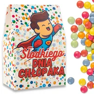 Gumy do żucia, lizaki, dropsy - Prezent na dzień chłopaka pudełko draże cukierki kolorowe upominek 120 g - miniaturka - grafika 1