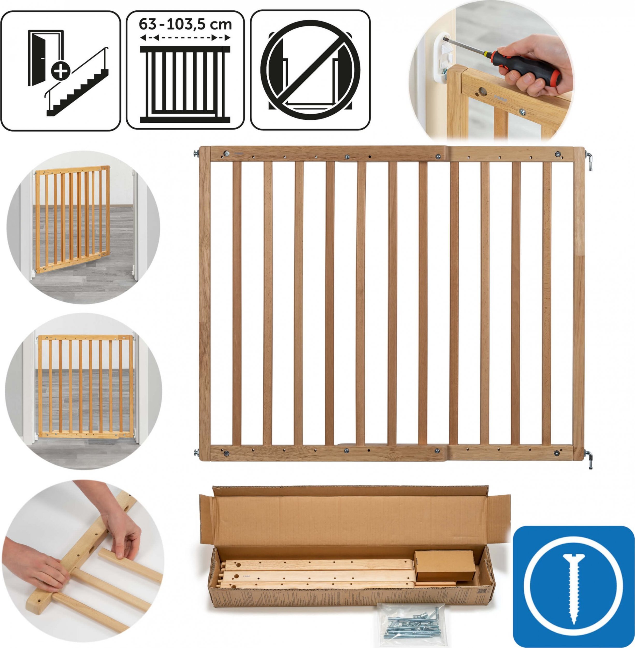 Reer Bramka ochronna zabezpieczająca przykręcana 63-103,5cm REER