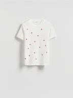 Koszulki i topy damskie - Reserved - T-shirt z haftem - biały - miniaturka - grafika 1