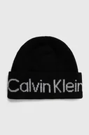 Czapki damskie - Calvin Klein czapka z domieszką wełny kolor czarny - miniaturka - grafika 1
