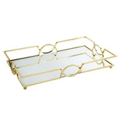 Tace i patery - Taca Dekoracyjna Z Lustrzanym Dnem Eta 30X45X7 Złota - miniaturka - grafika 1