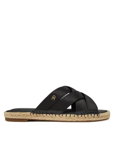 Tommy Hilfiger Espadryle Satin Espadrille Mule FW0FW08502 Czarny - Espadryle damskie - miniaturka - grafika 1