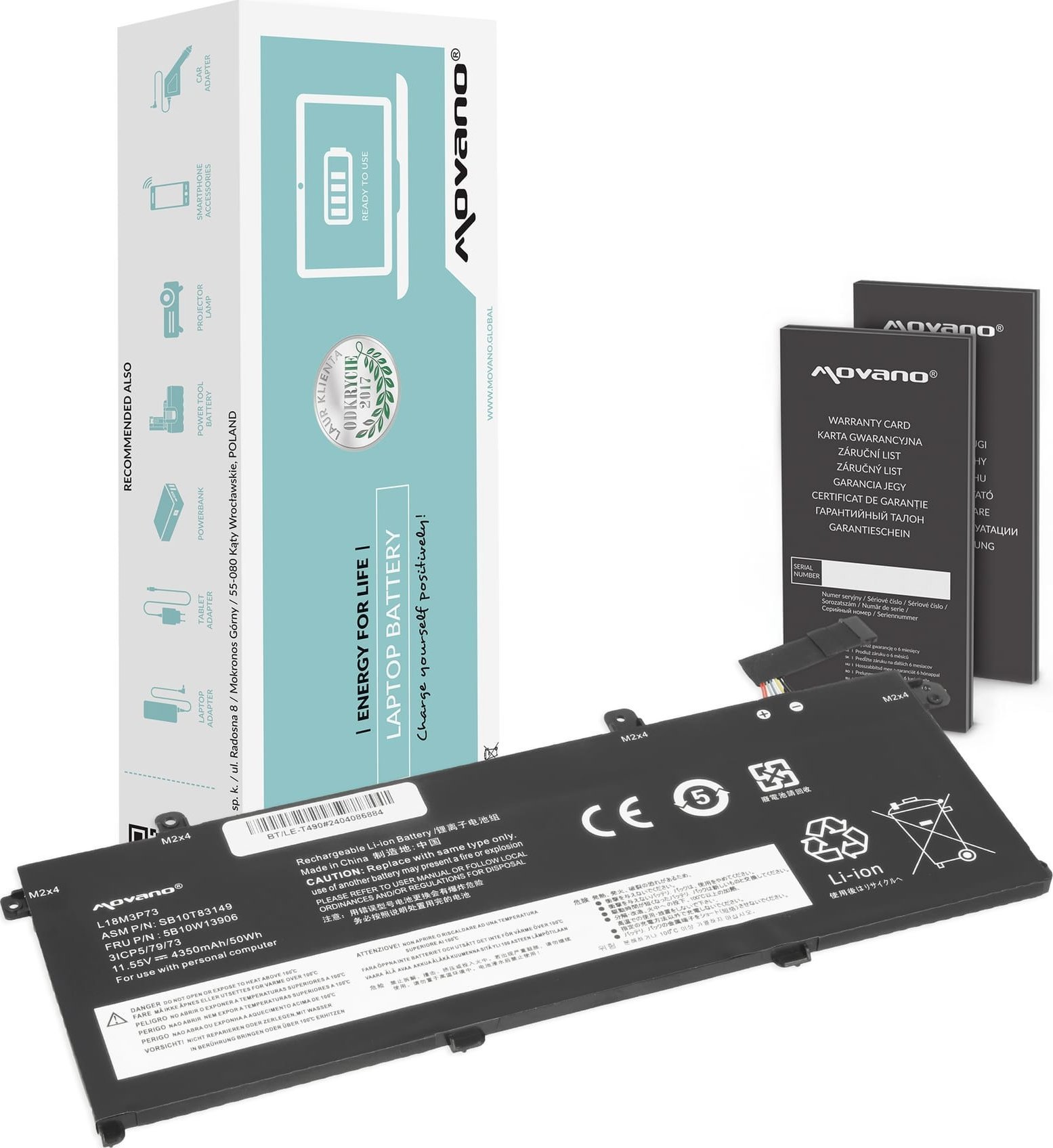 Bateria Movano Bateria Movano do Lenovo ThinkPad T490, T495, P43s, P14s