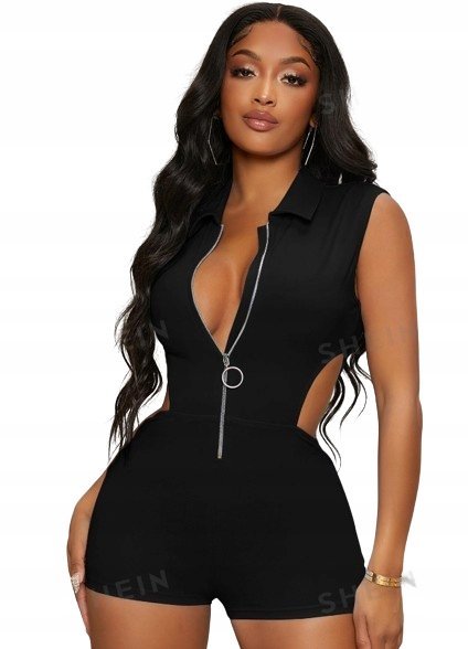 SHEIN KOMBINEZON DOPASOWANY CZARNY LATO 38 ŁII