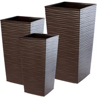 Donice - Donice na kwiaty z wkładem Tuluza dłuto 30 cm + 35 cm + 40 cm, mokka - miniaturka - grafika 1