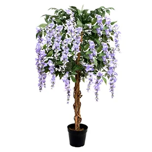 GreenBrokers Wysokiej jakości sztuczne drzewo glicynii, 130 cm, roślina doniczkowa, liliowe 130 cm - Sztuczne drzewka - miniaturka - grafika 1