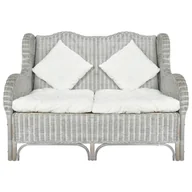 Sofy ogrodowe - vidaXL Sofa 2-osobowa szara naturalny rattan i len 325467 - miniaturka - grafika 1