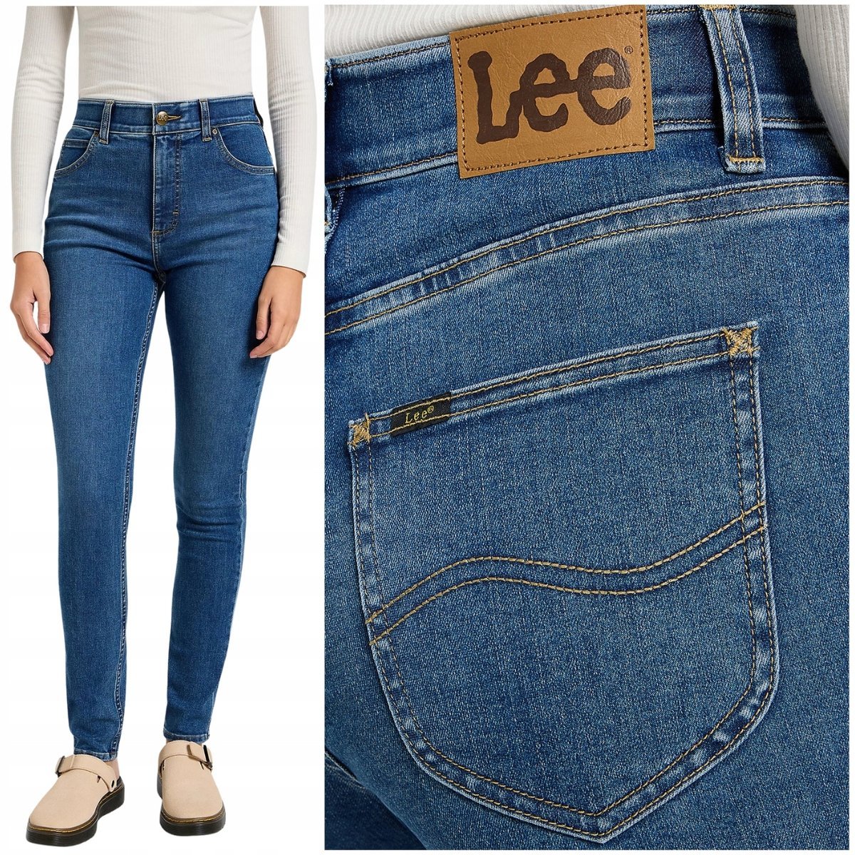 Lee ULC SKINNY DżINS wygodne wysokie damskie spodnie jeansowe rurki W32 L31