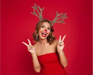 Dodatki do strojów karnawałowych - Opaska rogi renifera brązowa - miniaturka - grafika 1