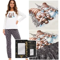 Piżamy damskie - Cornette Piżama Damska Świąteczna Długi Rękaw Zimowy Nadruk Bawełna L - miniaturka - grafika 1