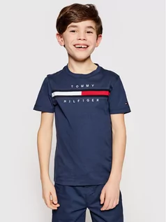 Koszulki dla chłopców - Tommy Hilfiger T-Shirt Flag Rib Insert KB0KB06532 D Granatowy Regular Fit - grafika 1