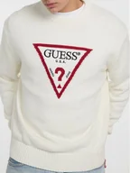 Swetry męskie - Guess Jeans Sweter 172999 Biały Classic Fit - miniaturka - grafika 1