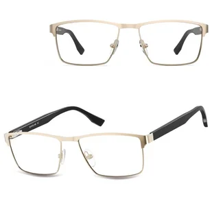 Męskie oprawki korekcyjne okulary zerówki 876E złote - Okulary korekcyjne, oprawki, szkła - miniaturka - grafika 1