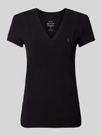 Koszulki i topy damskie - T-shirt z dekoltem w serek - miniaturka - grafika 1