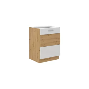 Szafka Dolna Stojąca 1 Drzwi 60 D 1F Artisan Biały Połysk Stolarz Lempert Dąb Artisan, Biały - Szafki kuchenne - miniaturka - grafika 1