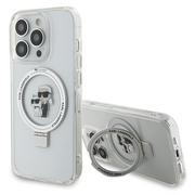 Etui i futerały do telefonów - Karl Lagerfeld KLHMP14LHMRSKCH iPhone 14 Pro 6.1" bialy/white hardcase Ring Stand Karl&Choupettte MagSafe - miniaturka - grafika 1