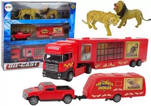 Cyrkowa Ciężarówka Transporter Zwierząt Przyczepa PickUp Lew Tygrys - Samochody i pojazdy dla dzieci - miniaturka - grafika 1