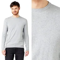 Swetry męskie - Wrangler CREWNECK KNIT Mid Grey Melee SZARY MELANŻ LEKKI SWETER REGULAR XXL - miniaturka - grafika 1
