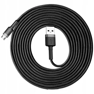 Wytrzymały nylonowy kabel przewód USB microUSB 2A 3M czarno-szary - Kable USB - miniaturka - grafika 1