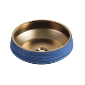 Umywalki - Uptrend Celia umywalka 41x41 cm nablatowa okrągła błękitno/złoty mat TR-T309 - miniaturka - grafika 1