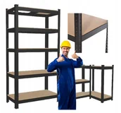 Szafy i regały magazynowe - Regał magazynowy metalowy czarny 5-poziomowy 180x90x40 cm - miniaturka - grafika 1