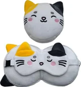 Akcesoria podróżnicze - Relaxeazzz Kot Lola Pluszowy Zestaw: Poduszka + Opaska Na Oczy - miniaturka - grafika 1