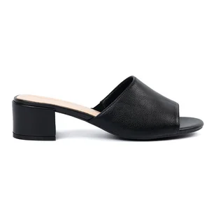 Sergio Leone Klapki damskie na niskim obcasie czarne - Klapki i japonki damskie - miniaturka - grafika 1