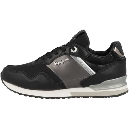 Pepe Jeans Damskie trampki LONDON SHINE W, czarne (czarne), 38 EU, Czarny, 5 UK