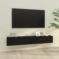Szafki RTV - vidaXL Szafki ścienne pod TV, 2 szt., czarne, 100x30x30 cm - miniaturka - grafika 1