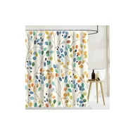 Zasłony prysznicowe - Zasłona prysznicowa antypleśniowa 180 x 180 cm, z przelotkami i 12 kółkami, wielokolorowy wzór roślinny z przelotkami - miniaturka - grafika 1