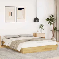 Łóżka - Bed Frame Oak Solid oak wood King Bed Frame Rectangular - miniaturka - grafika 1