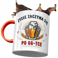 Kubki - Kubek Pomarańczowy na Urodziny 66 66te 66-te z Nadrukiem ze Zdjęciem + Opakowanie na prezent (wzór 02) - miniaturka - grafika 1