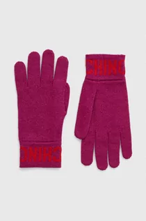 Rękawiczki - Moschino rękawiczki damskie kolor fioletowy - grafika 1