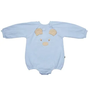 Hi Little One rampers dziecięcy MIŚ OverSize BOHO Blue roz L Pom Pom - Rampersy - miniaturka - grafika 1