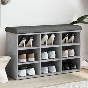 Ławka na buty beton szara 82x32x50 cm materiał drewnopochodny - Szafki na buty - miniaturka - grafika 1