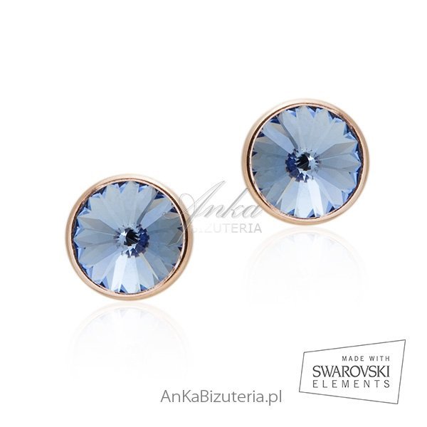 ankabizuteria.pl Kolczyki srebrne Swarovski pozłacane różowym złotem