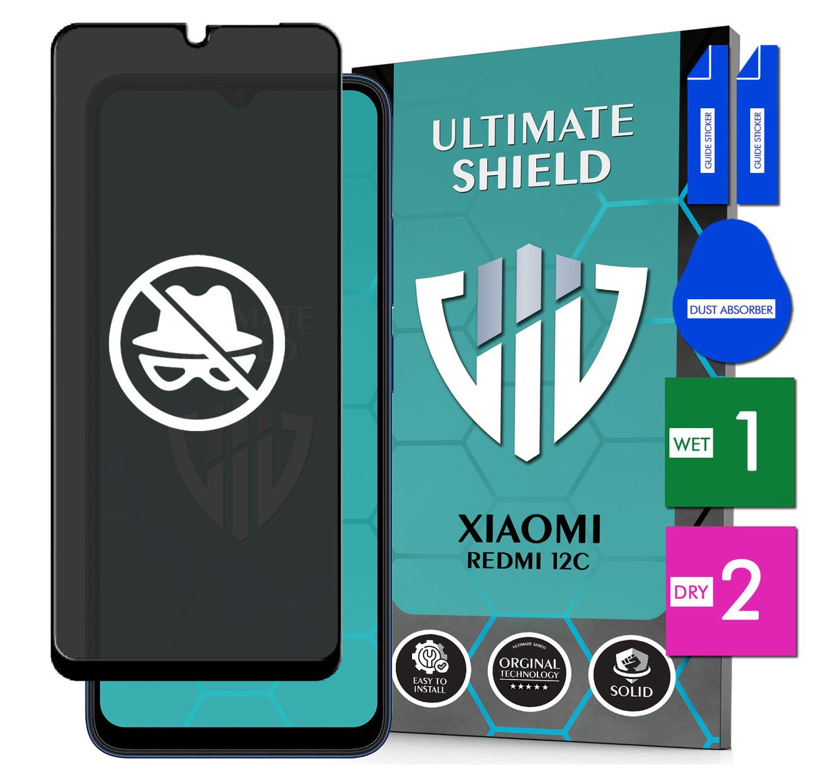 Szkło Prywatyzujące Do Xiaomi Redmi 12C Antyszpiegowskie Hartowane 9H 5D