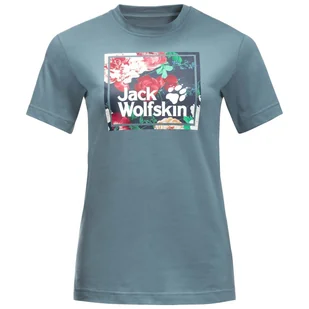 Damska Koszulka JACK WOLFSKIN FLOWER LOGO T W 1808341-6167 – Szary - Koszulki i topy damskie - miniaturka - grafika 1