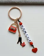 Breloki - Złoty Brelok Breloczek Do Kluczy Torebka Serce Walentynki Imię Napis - miniaturka - grafika 1