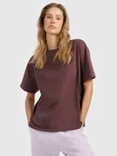 Koszulki i topy damskie - 4F T-shirt loose gładki damski - brązowy XS - miniaturka - grafika 1