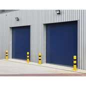 Wyposażenie miejsc publicznych - Słupek stalowy ochronny, 1000 mm, żółty/czarny - miniaturka - grafika 1